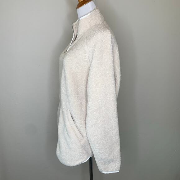 Express Cream Sherpa Fuzzy Fleece Teddy Zip Up Jacket Sz XS - Picture 3 of 8